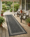 Terrace Fringe Collection Area Rug - Veranda (Black) Runner Black  lifestyle 52