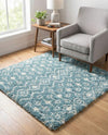 Berber Lattice Shag Collection Area Rug - Atlas (Light Blue) Square Light Blue  lifestyle 35