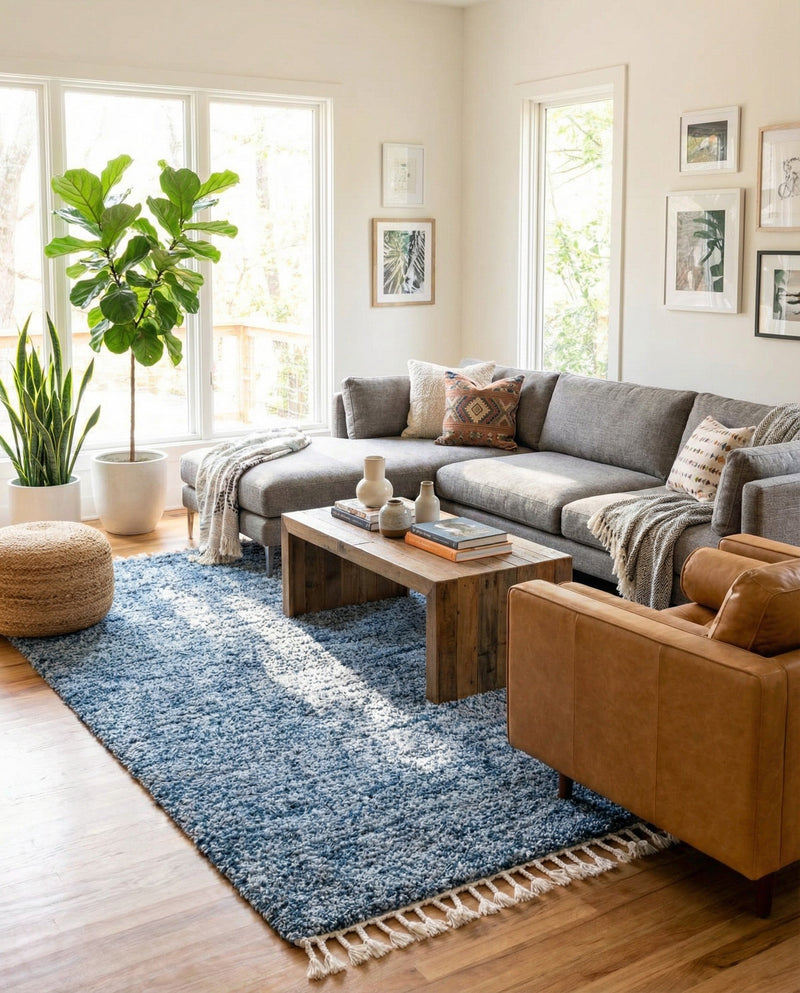 Cozy Cove Shag Collection Area Rug -  Harbor Rectangle Blue  lifestyle 32