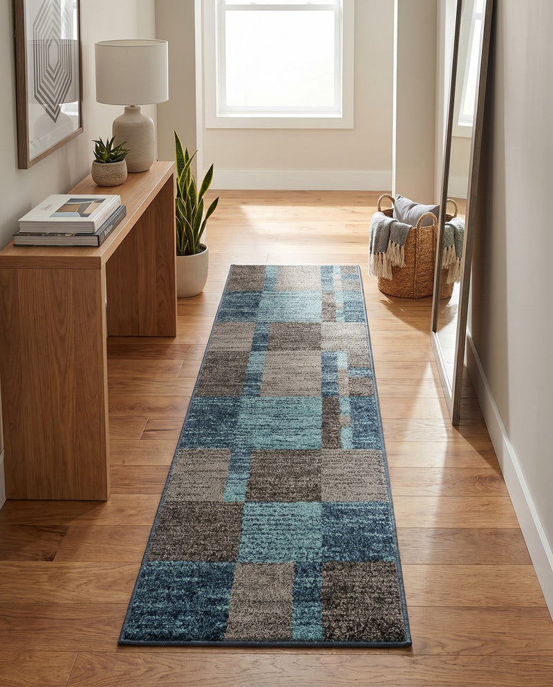Autumn Meadow Collection Area Rug -  Sycamoreside (Blue Gray) Runner Blue Gray  lifestyle 60