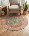 Heritage Elegance Collection Area Rug -  Windsor (Rust Red) Round Rust Red  lifestyle 49
