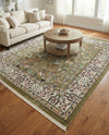 Persian Elegance Collection Area Rug -  Kerman (Green) Square Green  lifestyle 89