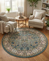 Persian Elegance Collection Area Rug -  Kerman (Blue) Round Blue  lifestyle 52