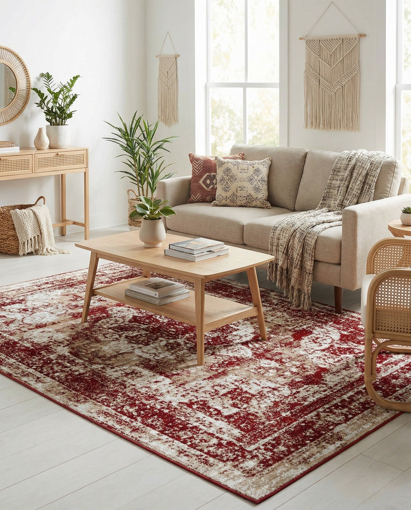 Riviera Elegance Collection Area Rug -  Menton (Burgundy) Rectangle Burgundy  lifestyle 39