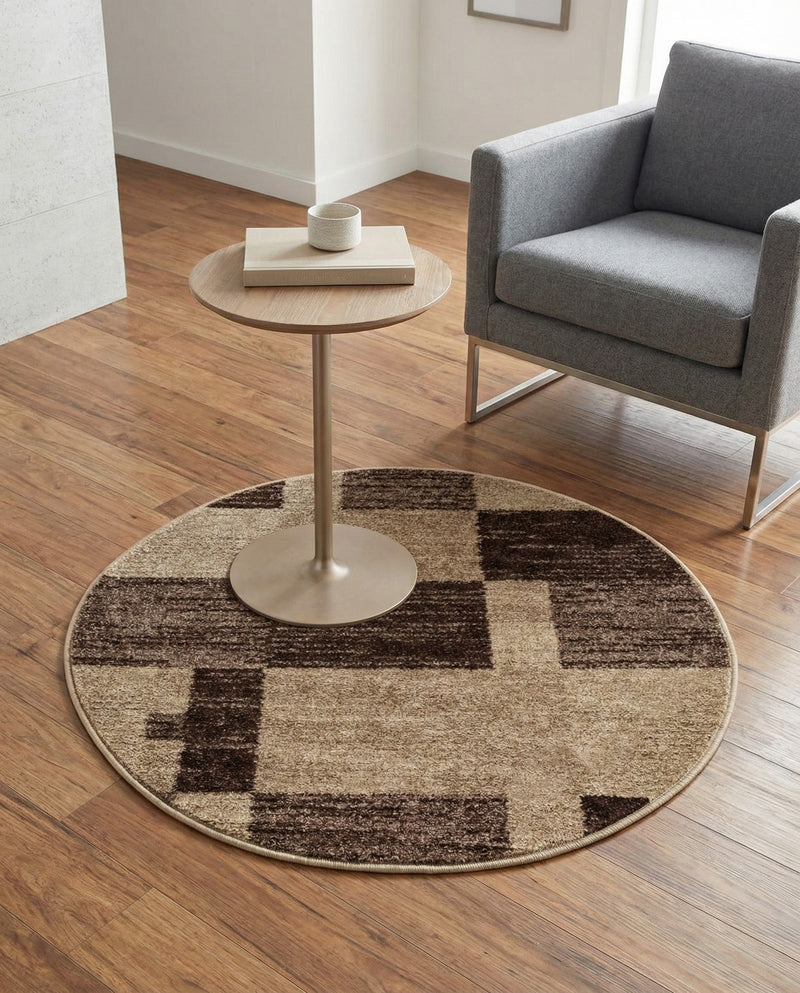Autumn Meadow Collection Area Rug -  Sycamoreside (Light Brown) Round Light Brown  lifestyle 71