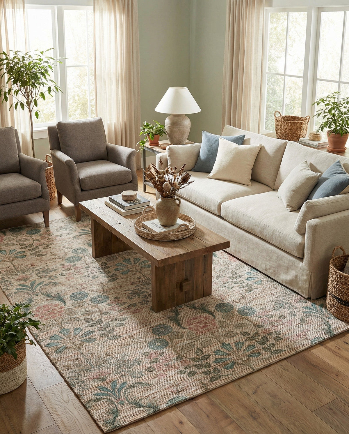 Savannah Threads Collection Area Rug -  Mendocino Rectangle Ivory  lifestyle 19