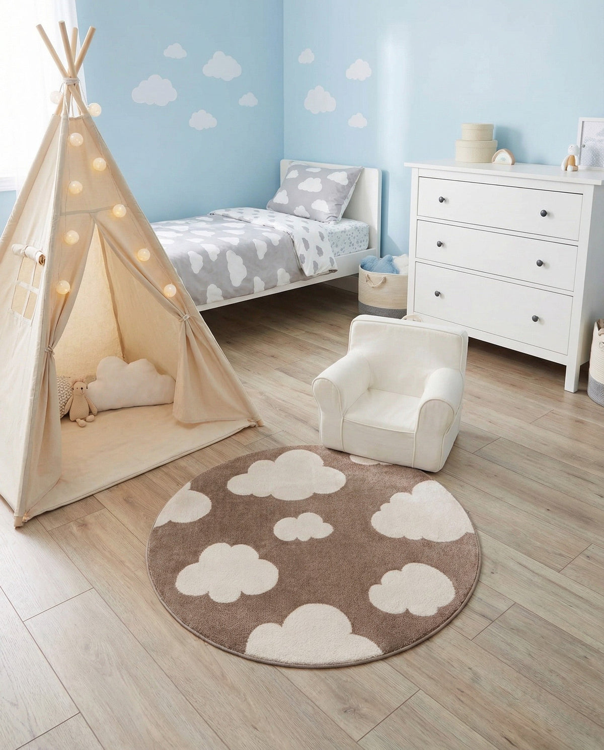 Wonder Tykes Collection Area Rug -  Dreamview Round Hazelnut Beige  lifestyle 109