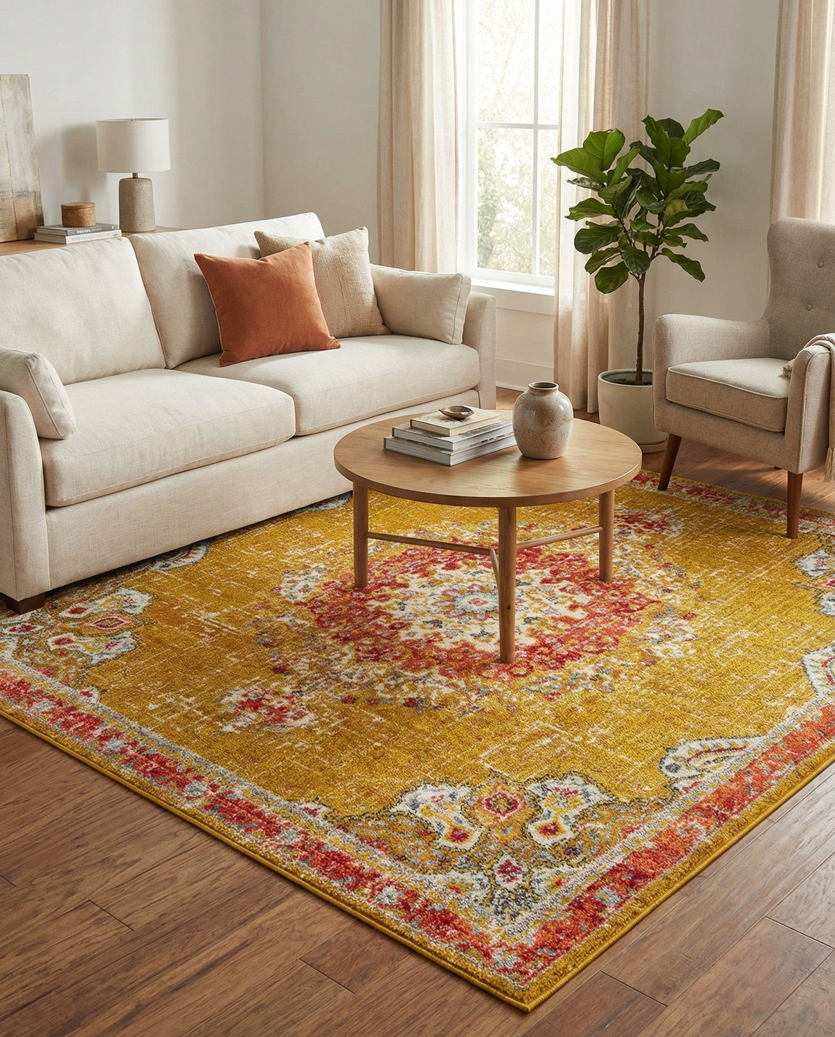 Brighton Terrace Collection Area Rug - Hove (Gold) Square Gold  lifestyle 92