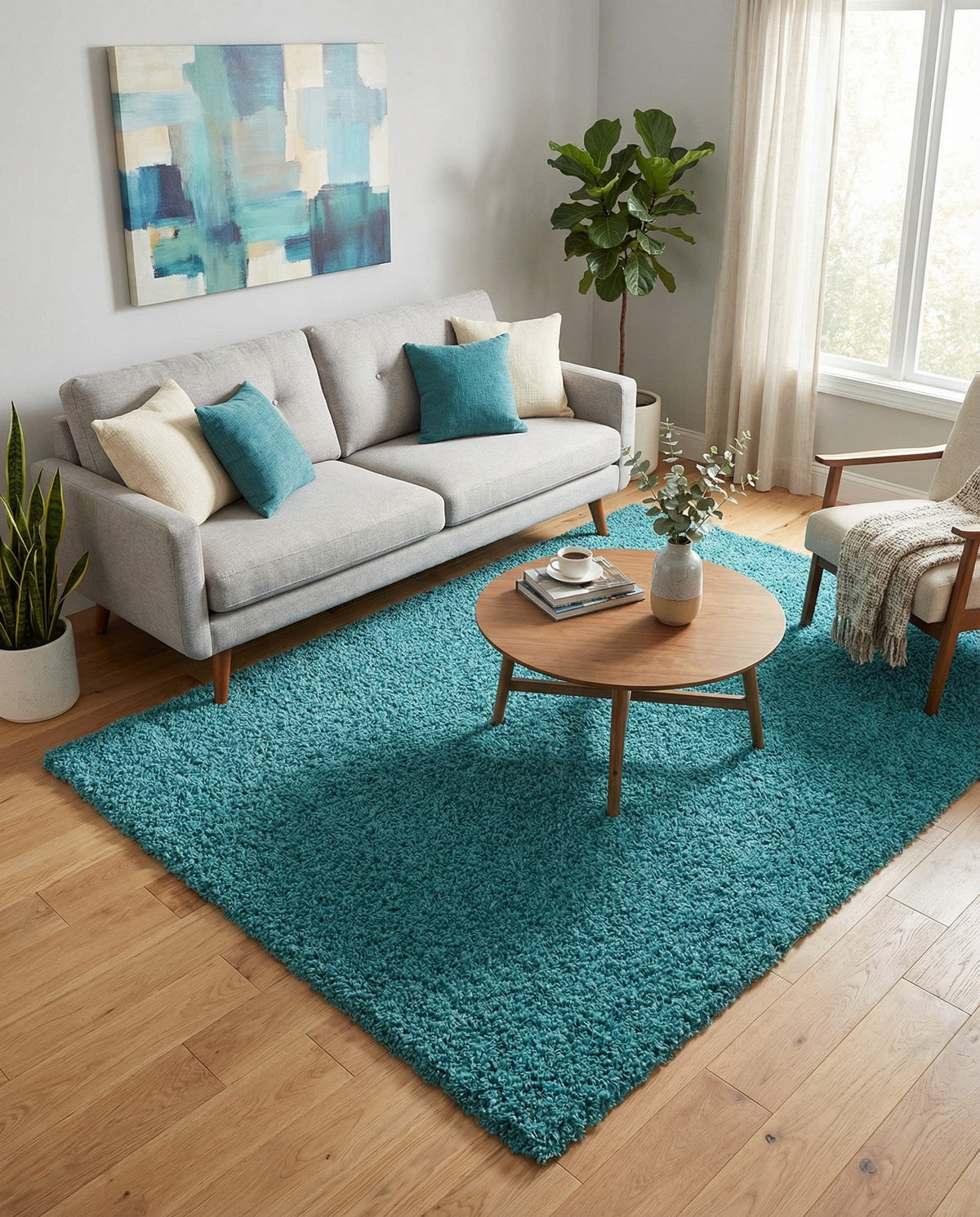 Plush Oasis Collection Area Rug - Serenity (Deep Aqua Blue) Rectangle Deep Aqua Blue  lifestyle 7