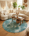 Riviera Elegance Collection Area Rug -  Monaco (Turquoise) Round Turquoise  lifestyle 71