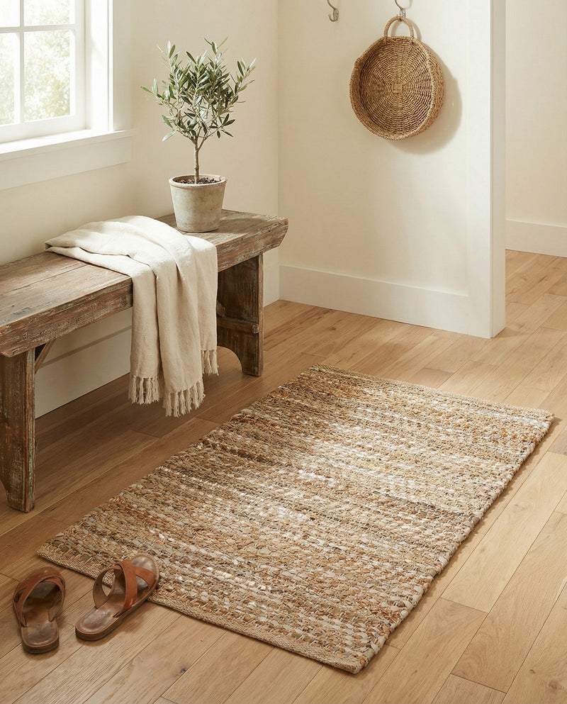 Urban Shimmer Jute Collection Area Rug - Metropolis Rectangle Natural  lifestyle 7