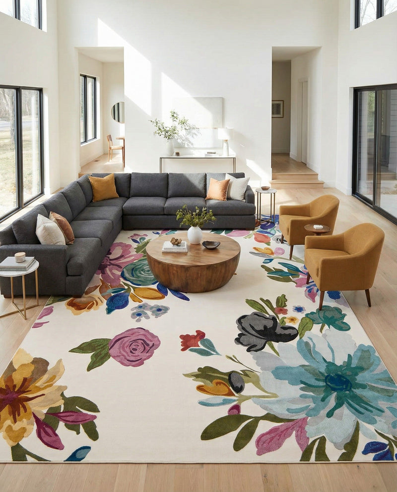 Meadow Breeze Collection Area Rug - Wildflower Rectangle Ivory  lifestyle 48