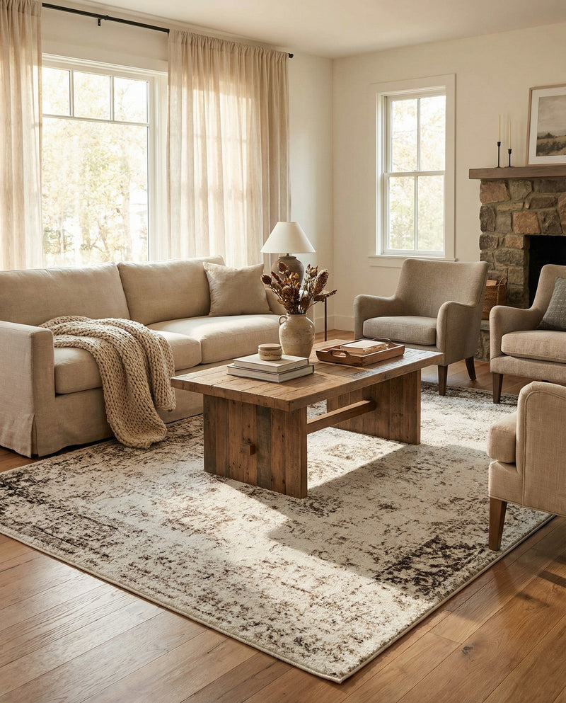 Riviera Elegance Collection Area Rug - Antibes (Beige) Rectangle Beige  lifestyle 25