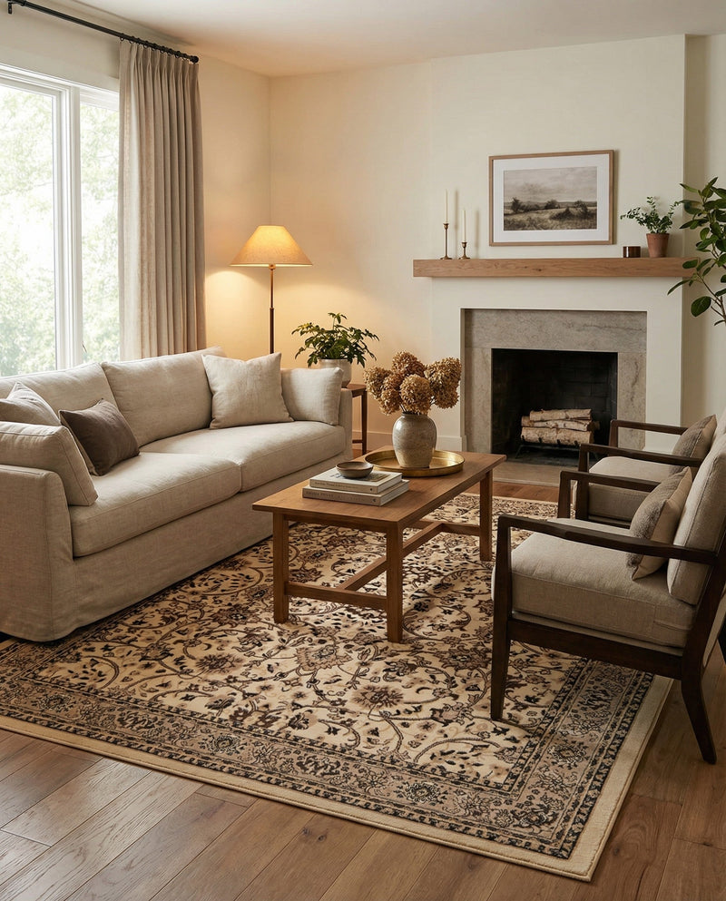 Isfahan Elegance Collection Area Rug - Naghsh-e Jahan (Ivory) Rectangle Ivory  lifestyle 9