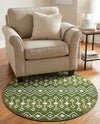 Mediterranean Lattice Collection Area Rug - Santorini (Green) Round Green  lifestyle 67
