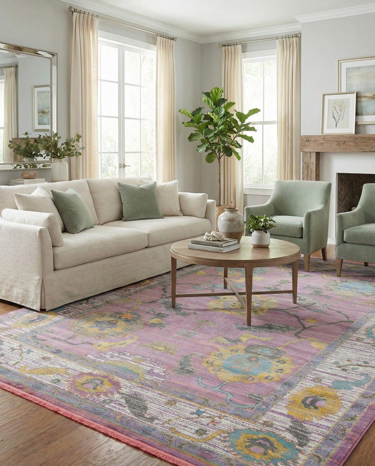 Arcadia Rugs Collection Area Rug - Eden (Pink) Rectangle Pink  lifestyle 17