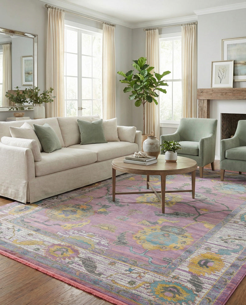Arcadia Rugs Collection Area Rug - Eden (Pink) Rectangle Pink  lifestyle 17