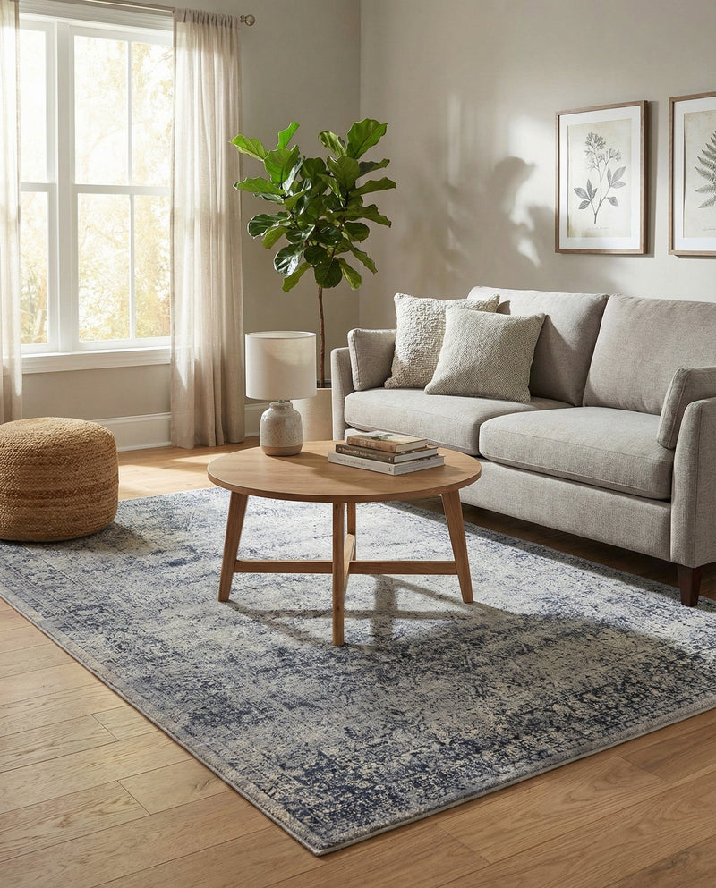 Coastal Manor Collection Area Rug -  Marina Rectangle Blue Gray  lifestyle 50