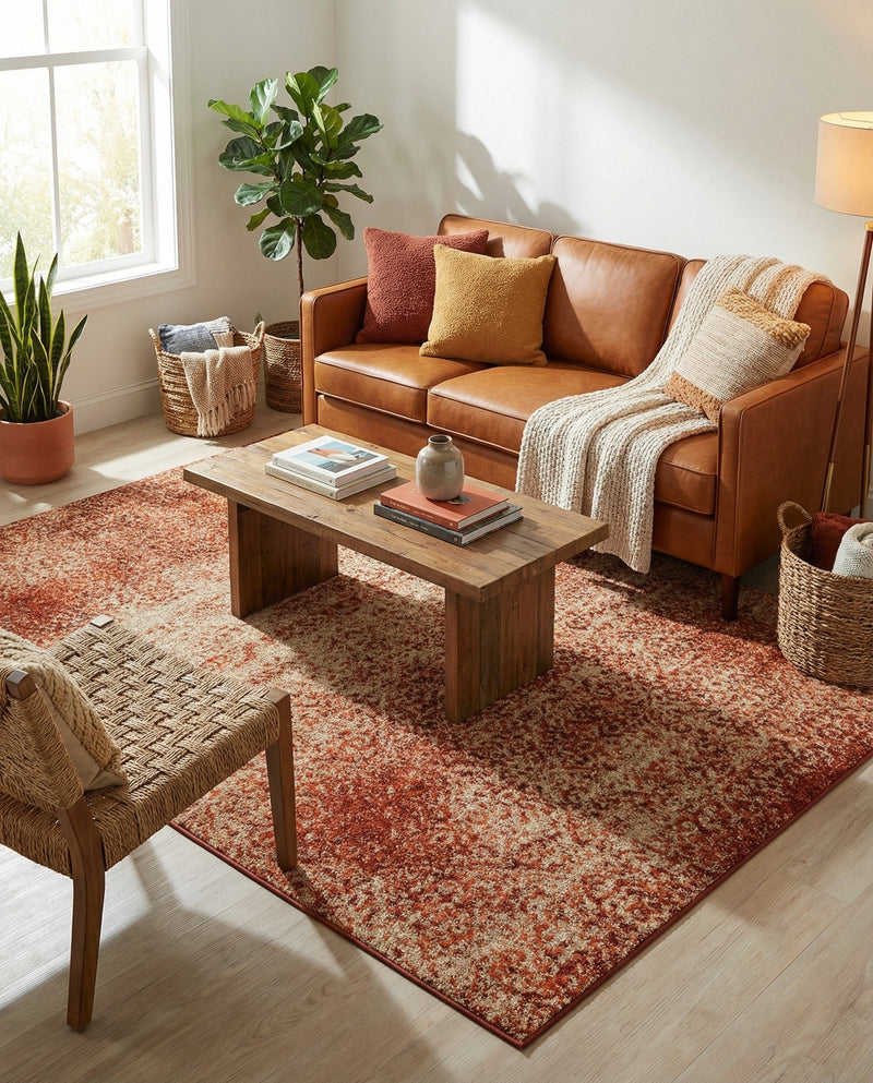 Autumn Meadow Collection Area Rug -  Ironbark Rectangle Terracotta  lifestyle 22