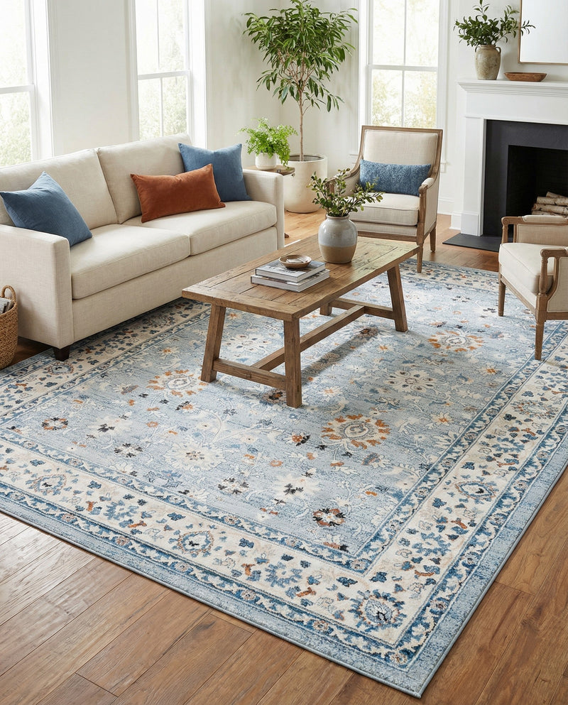 Savannah Elegance Collection Area Rug - Augusta (Aqua Blue) Rectangle Aqua Blue  lifestyle 20