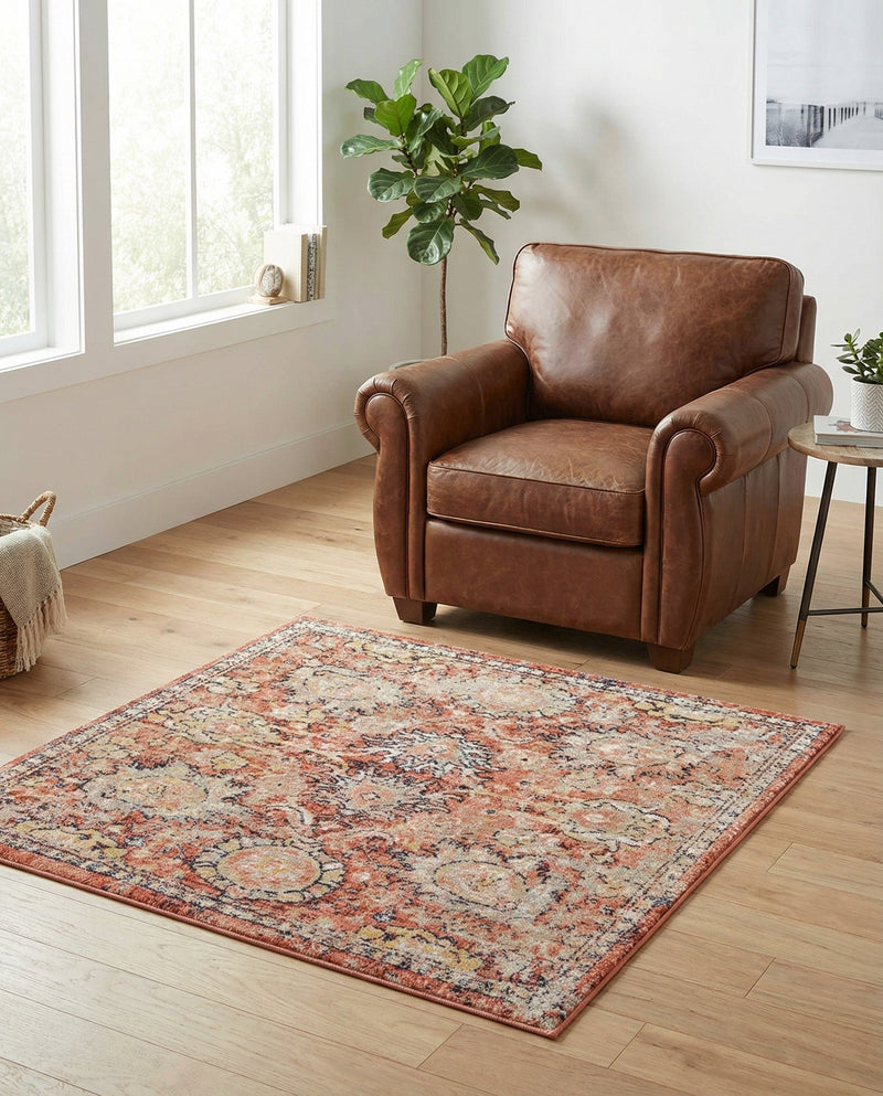 Seville Stripes Collection Area Rug -  Cordoba (Brick Red) Square Brick Red  lifestyle 40