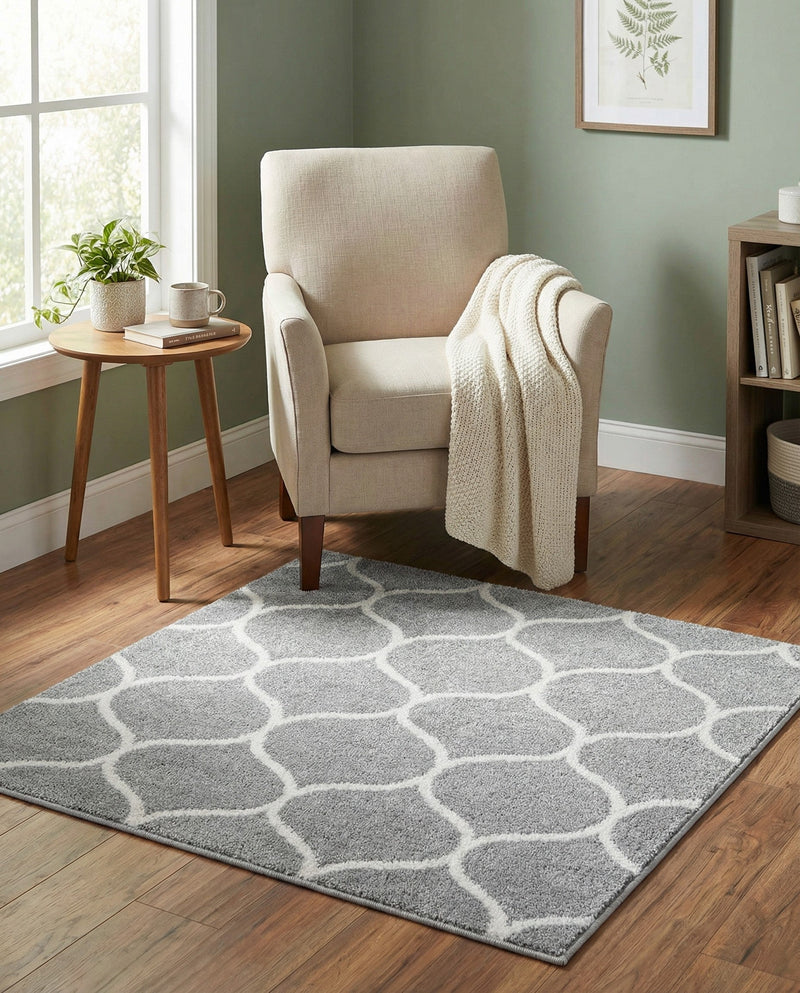 Trellis Mosaic Collection Area Rug -  Pergolatown (Light Gray) Square Light Gray  lifestyle 51