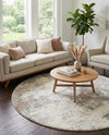 Cozy Haven Shag Collection Area Rug -  Tranquility (Khaki) Round Khaki  lifestyle 50