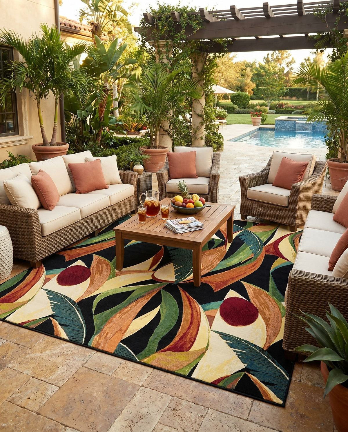 Seaside Blooms Collection Area Rug -  Tivoli Square Multi  lifestyle 111