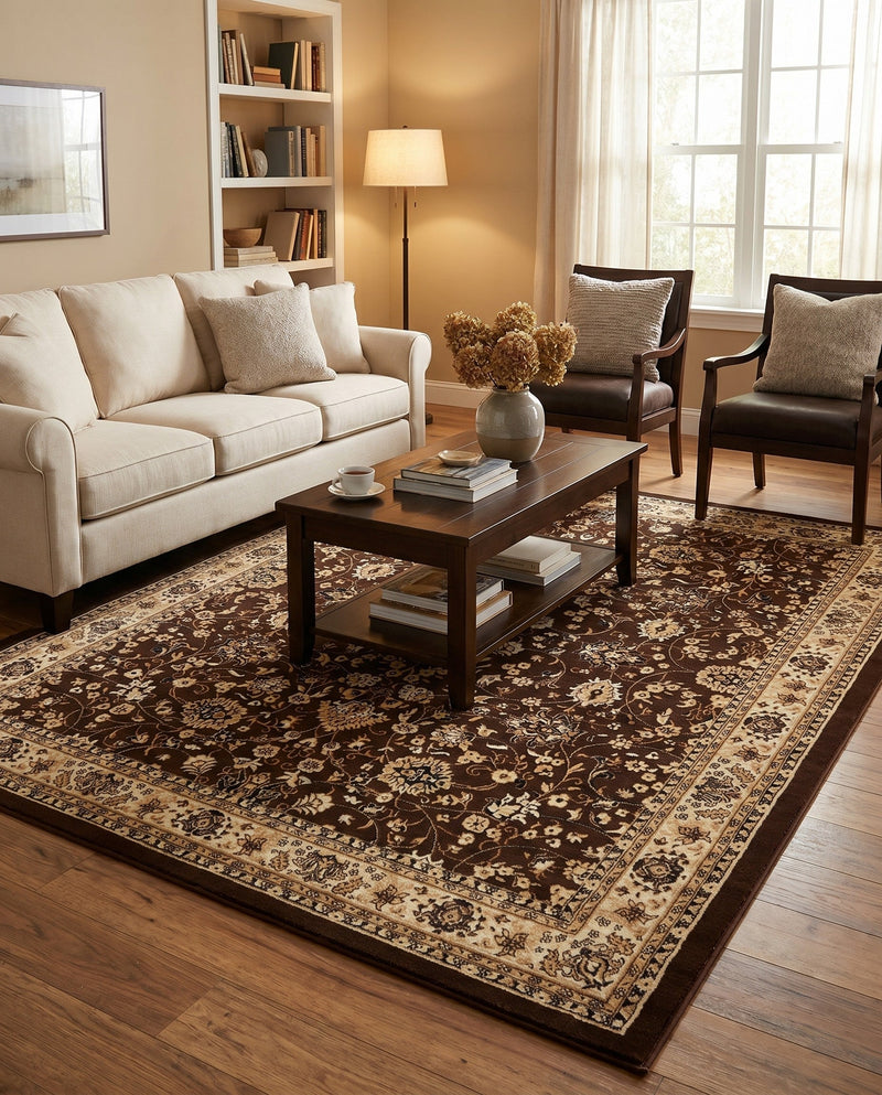 Isfahan Elegance Collection Area Rug - Naghsh-e Jahan (Brown) Rectangle Brown  lifestyle 4