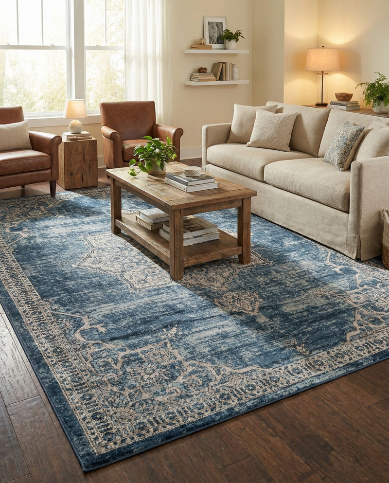 Mykonos Manor Collection Area Rug -  Tinos (Blue) Rectangle Blue  lifestyle 7