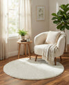 Cozy Comfort Shag Collection Area Rug - Haven (White) Round White  lifestyle 34