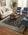 Persian Elegance Collection Area Rug -  Ardabil Rectangle Navy Blue  lifestyle 36