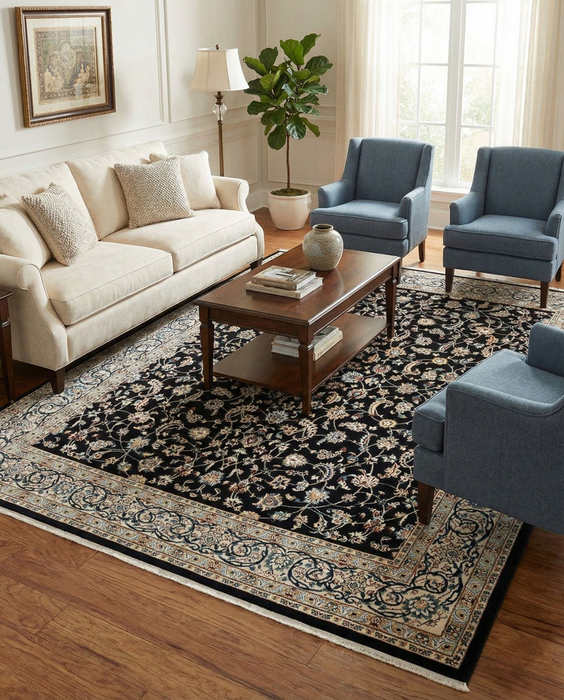 Persian Elegance Collection Area Rug -  Ardabil Rectangle Navy Blue  lifestyle 36