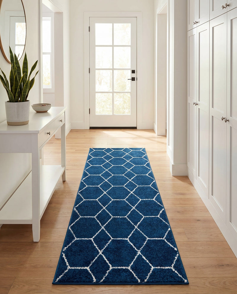 Trellis Mosaic Collection Area Rug - Arborville (Navy Blue) Runner Navy Blue  lifestyle 62