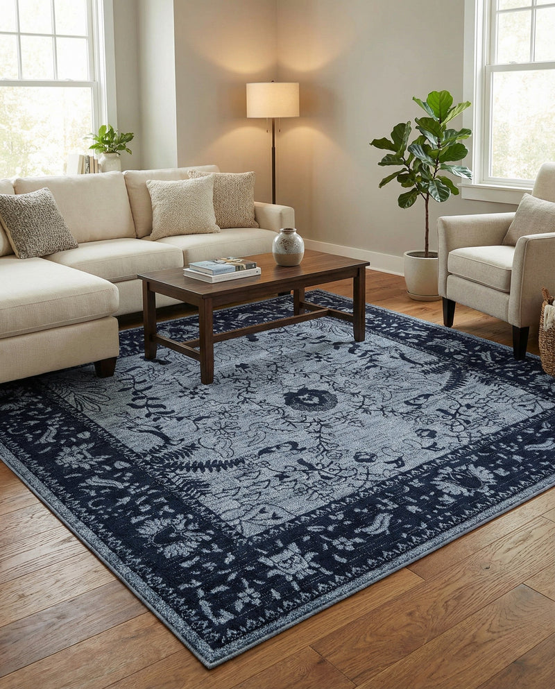 Horizon Collection Area Rug -  Apex (Blue) Square Blue  lifestyle 34