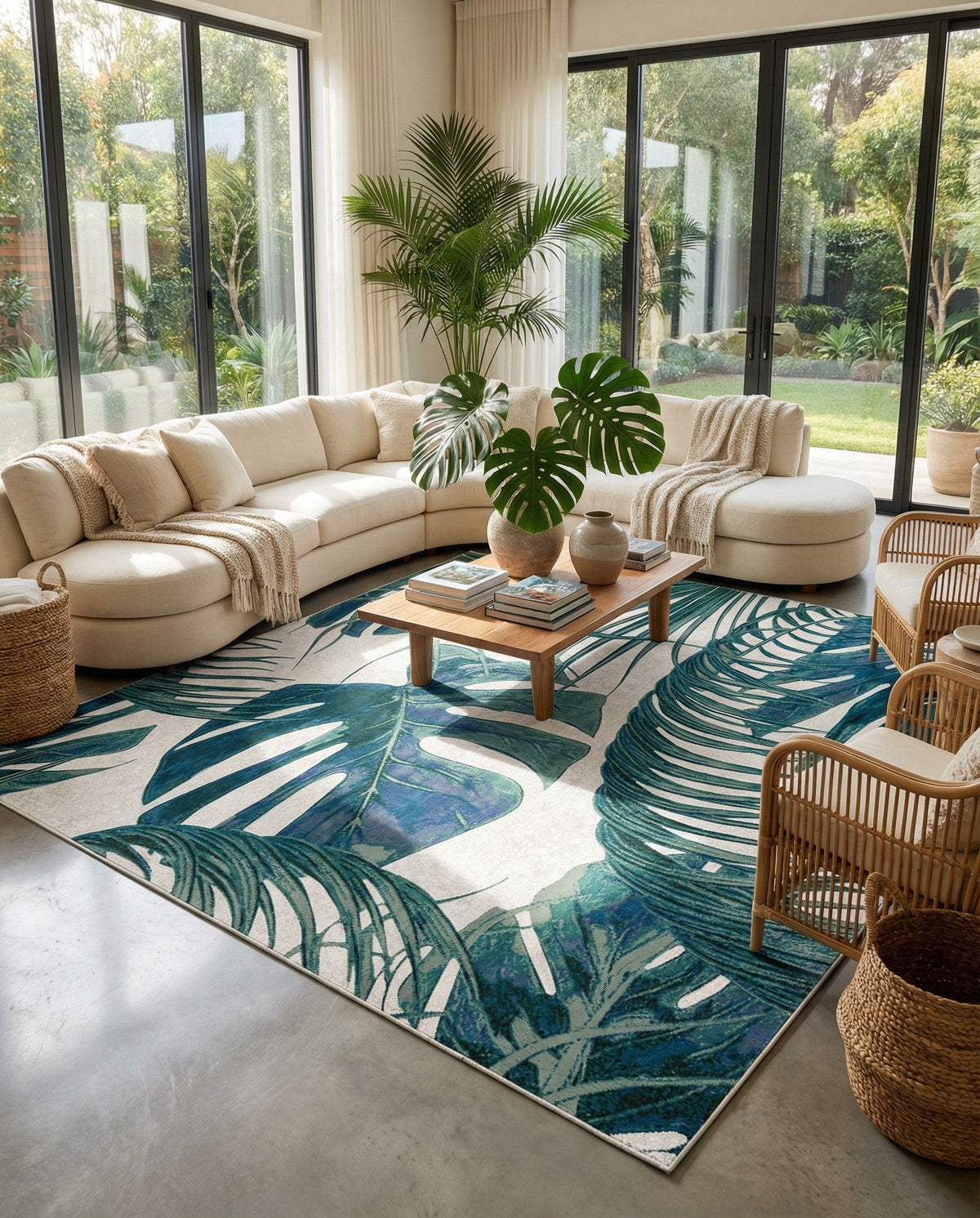 Meadow Breeze Collection Area Rug -  Clover Square Ivory  lifestyle 188