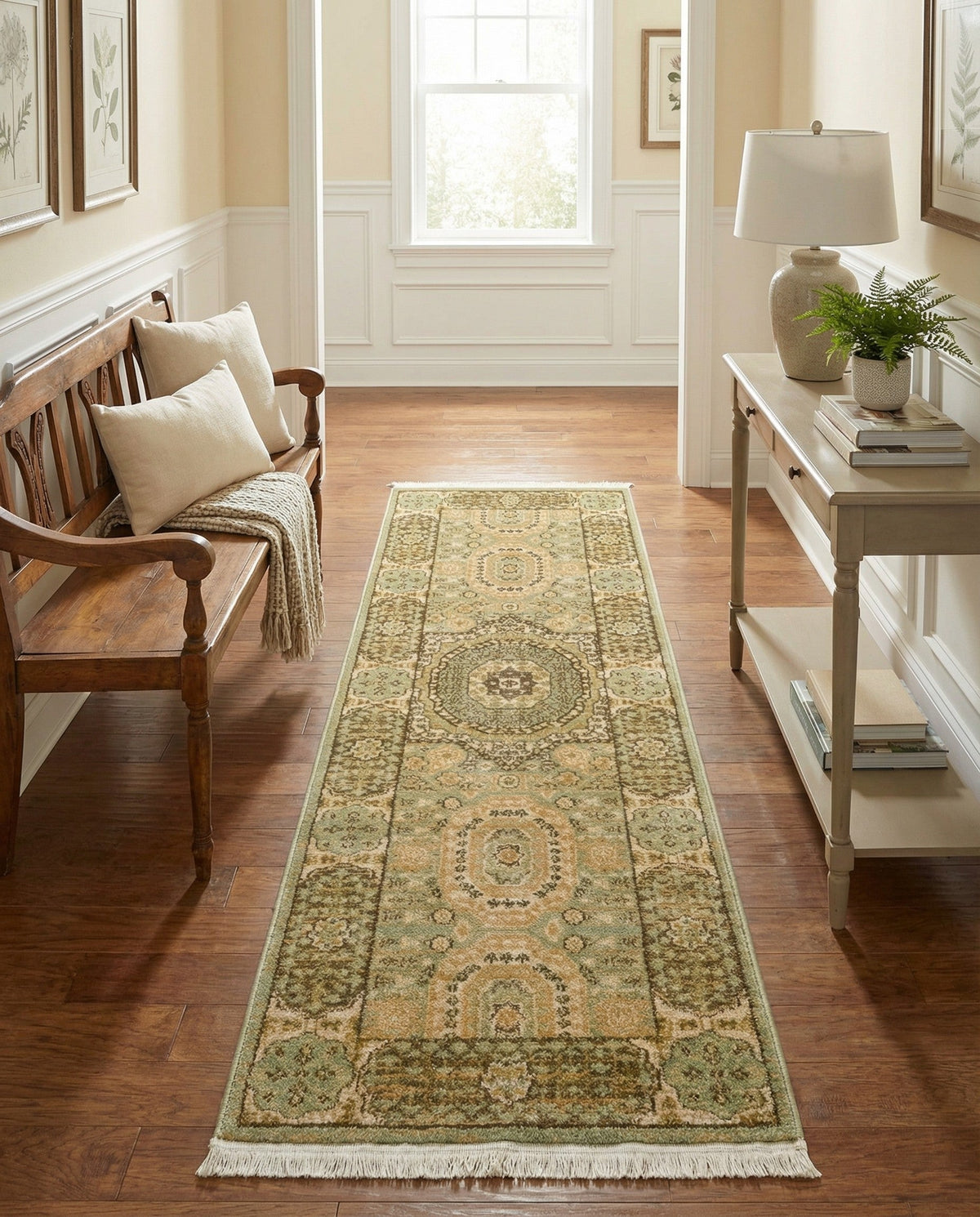 Ottoman Elegance Collection Area Rug -  Ephesus Runner Light Green  lifestyle 178
