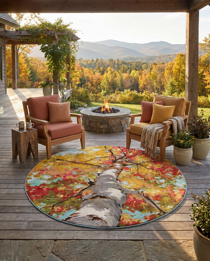 Seaside Blooms Collection Area Rug - Eden Round Multi  lifestyle 46