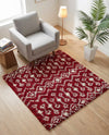 Berber Lattice Shag Collection Area Rug - Atlas (Burgundy Red) Square Burgundy Red  lifestyle 32