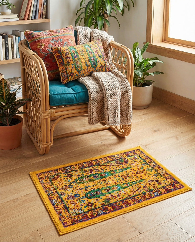 Caribbean Cove Collection Area Rug -  Tobago Rectangle Yellow  lifestyle 65