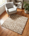 Berber Lattice Shag Collection Area Rug - Atlas (Light Brown) Square Light Brown  lifestyle 69
