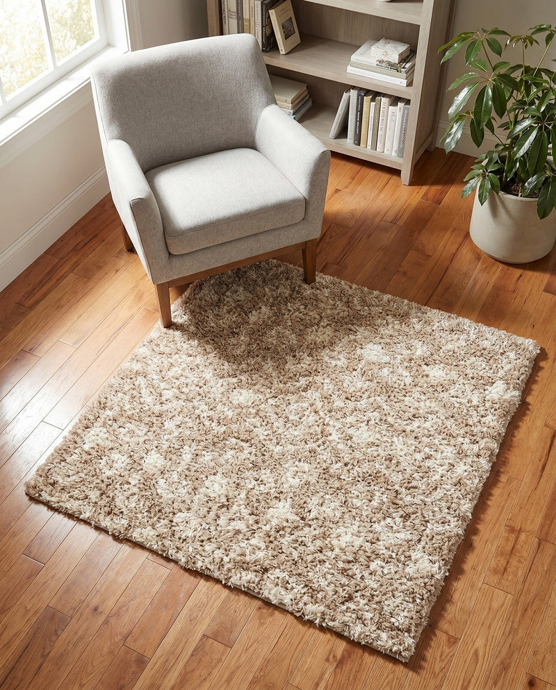 Berber Lattice Shag Collection Area Rug - Atlas (Light Brown) Square Light Brown  lifestyle 69
