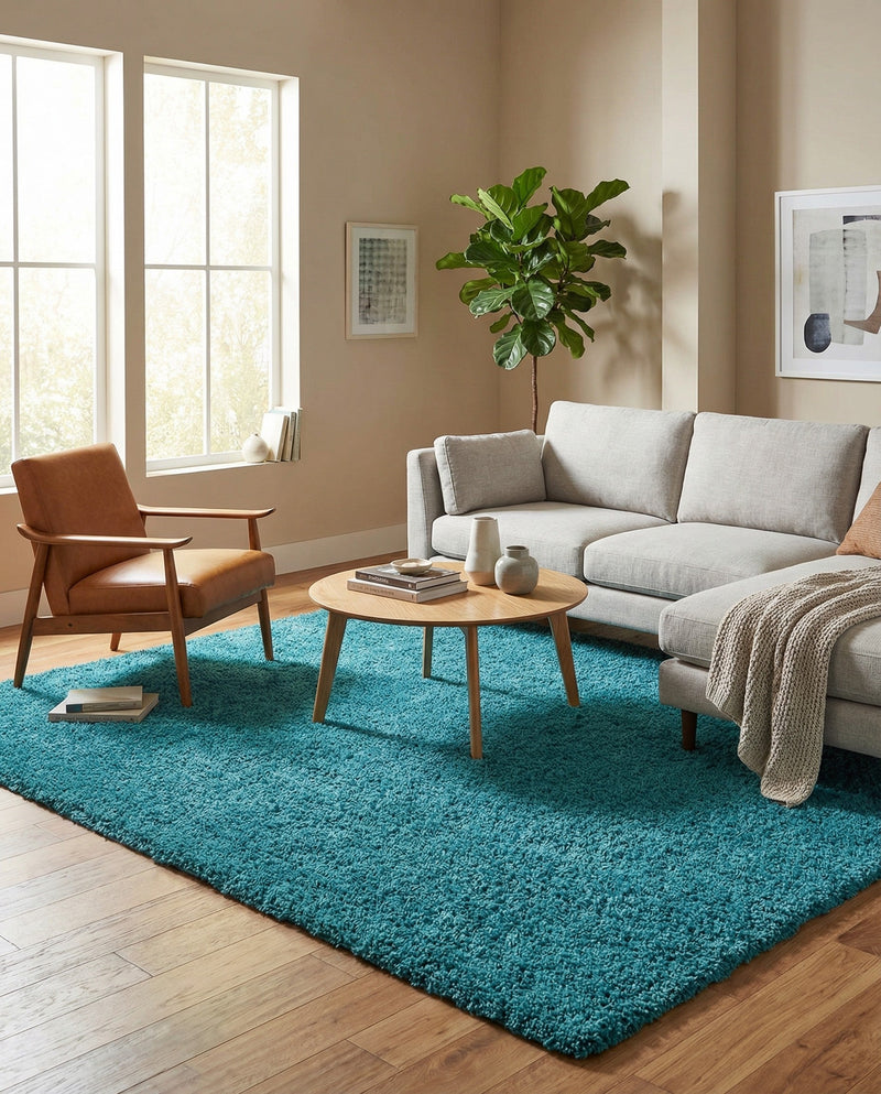 Plush Oasis Collection Area Rug - Serenity (Deep Aqua Blue) Rectangle Deep Aqua Blue  lifestyle 12