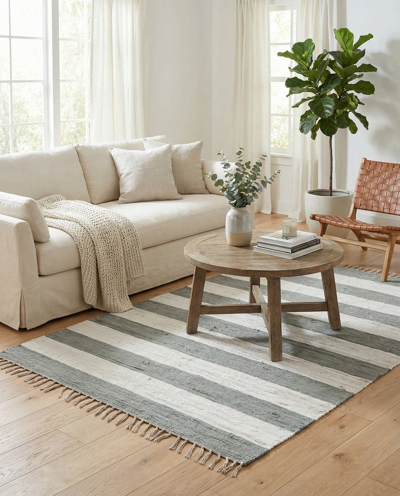 Tassel Trail Collection Area Rug - Pathway (Gray) Rectangle Gray  lifestyle 19