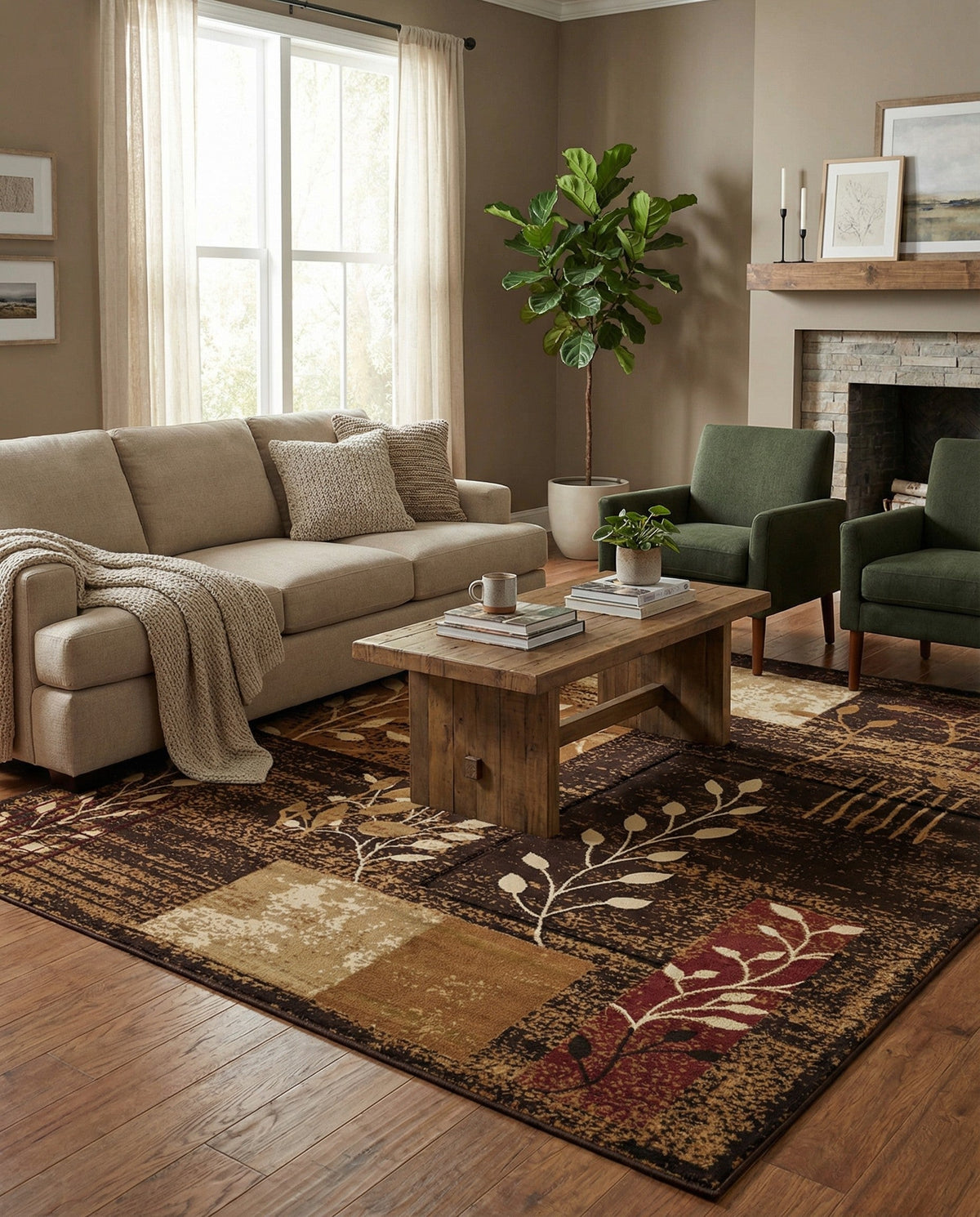 Bistro Lounge Collection Area Rug -  Affogato Square Brown  lifestyle 179