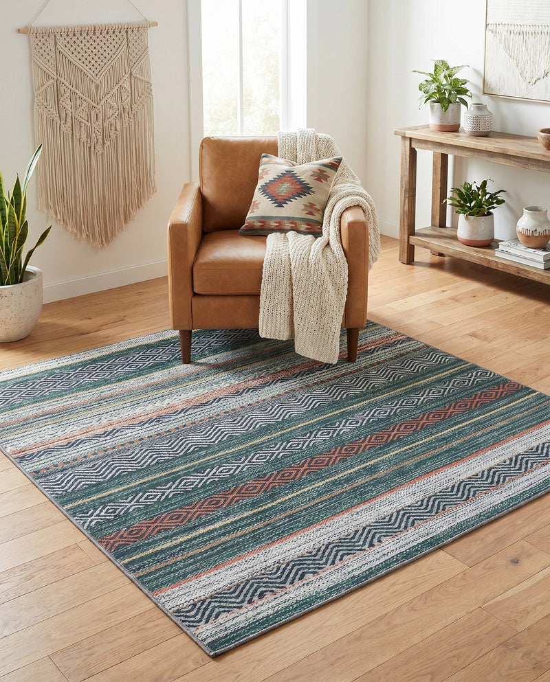 Laguna Sands Collection Area Rug -  Malibu Square Green  lifestyle 68
