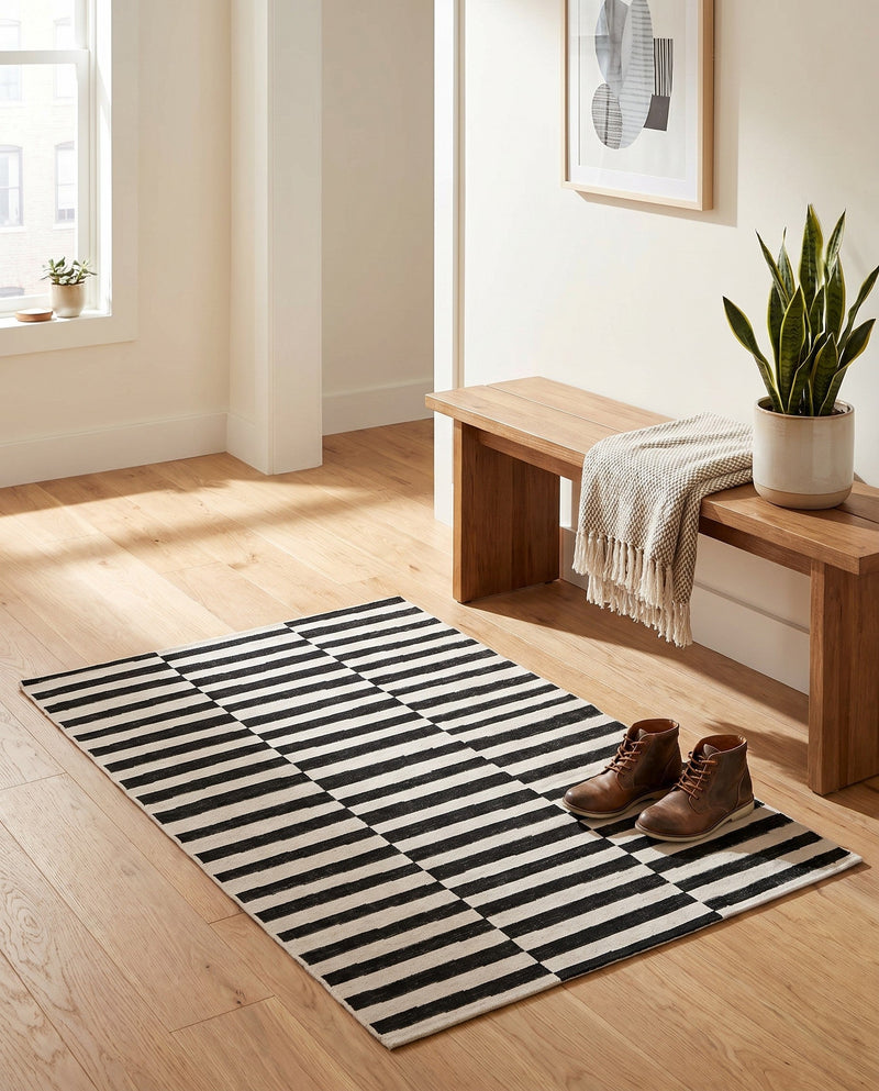 Soho Elegance Collection Area Rug -  Hudson (Black) Rectangle Black  lifestyle 18