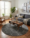 Trellis Mosaic Collection Area Rug - Arborville (Dark Gray) Round Dark Gray  lifestyle 59