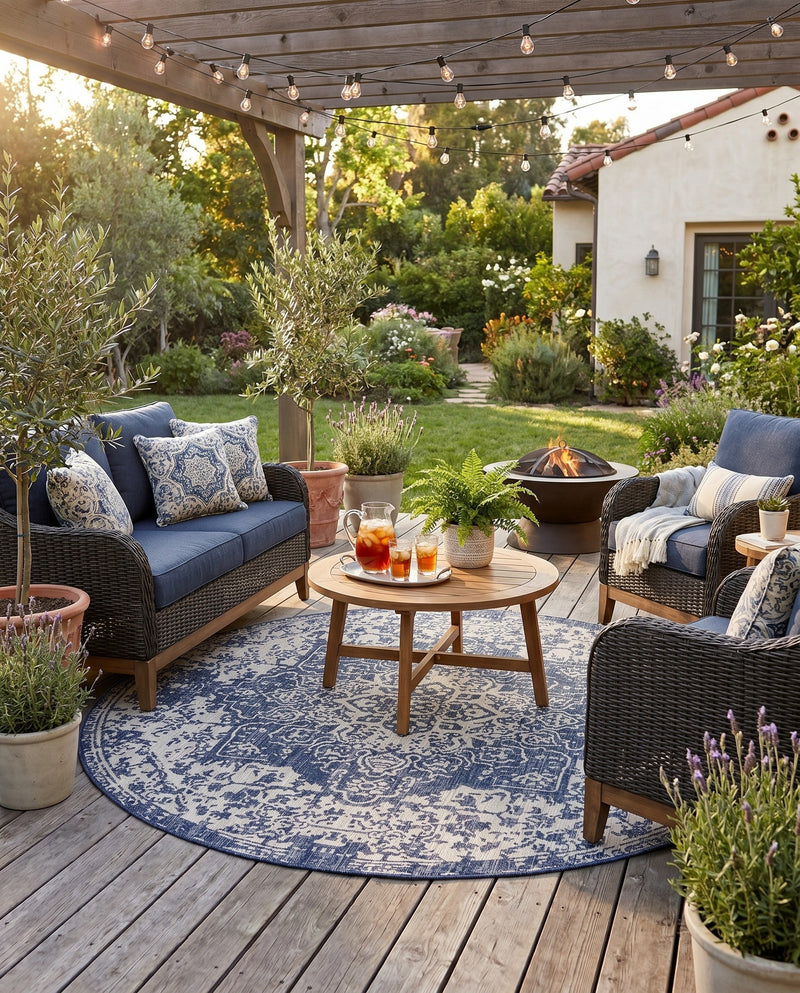 Urban Oasis Rugs Collection Area Rug -  Penthouse (Blue) Round Blue  lifestyle 78