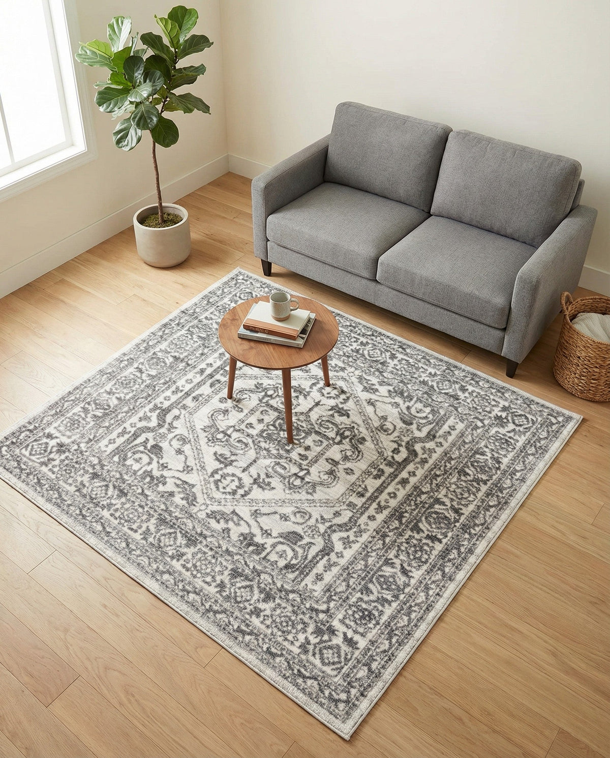 Charleston Elegance Collection Area Rug - Harborview Square White  lifestyle 115